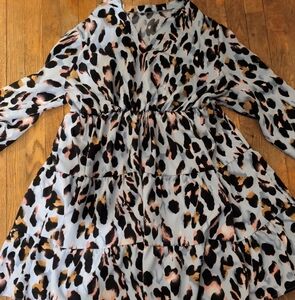 Chic Leopard Print Long Sleeve Dress